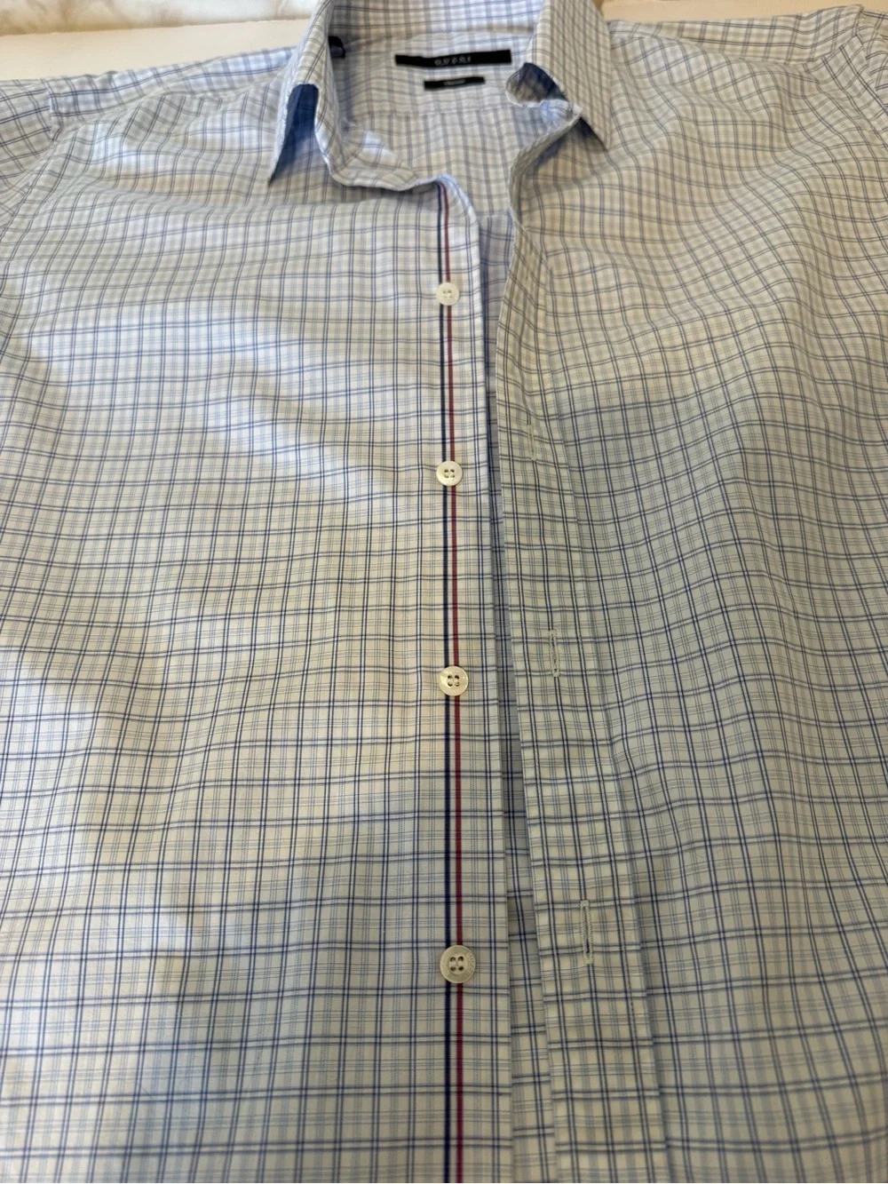 Gucci Men’s Classic Fit Dress Shirt Sz 39/15.5 Blue Plaid Long Sleeve Button  Up